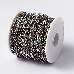 Stainless Steel Color 304 Stainless Steel Twisted Chain Curb Chains, Unwelded, with Spool, Stainless Steel Color, 6x4x0.8mm, about 32.8 Feet(10m)/roll