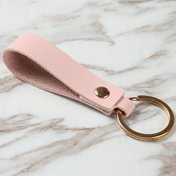 Pink PU Leather Keychain with Iron Belt Loop Clip for Keys, Pink, 10.5x3cm