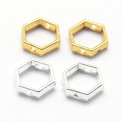 Mixed Color Long-Lasting Plated Alloy Bead Frame, Hexagon, Mixed Color, 8.5x8.5x3mm, Hole: 1mm