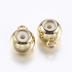 Golden Brass Tube Bails, Loop Bails, with Rubber, Barrel, Golden, 7x5x3.5mm, Hole: 0.7mm, Inner Diameter: 1.5mm