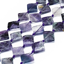 Fluorine Fluorite naturel chapelets de perles, facette, losange, 14~15x15x4~6mm, Trou: 0.8mm, Environ 26 pcs/chapelet, 15.94 pouce (40.5 cm)