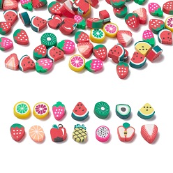 Mixed Color Handmade Polymer Clay Cabochons, Fruit, Mixed Color, 9x7x4mm, 100pcs/bag
