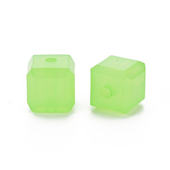 Vert Clair Perles acryliques de gelée d'imitation , cube, vert clair, 11.5x11x11mm, Trou: 2.5mm, environ528 pcs / 500 g