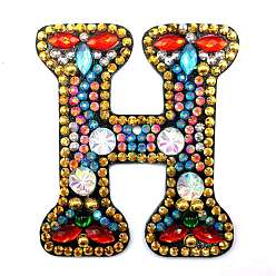 Letter H Kits de peinture de diamant de porte-clés de porte-clés de lettre initiale colorée de bricolage, y compris le panneau acrylique, chaîne de perles, fermoirs, strass de résine, stylo, plateau & colle argile, letter.h, 60x50mm
