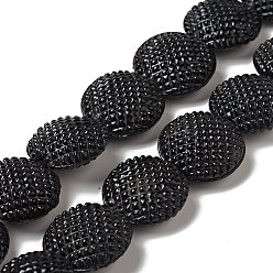 Black Handmade Lampwork Beads Strand, Flat Round, Black, 20x10mm, Hole: 1.2mm, about 18pcs/strand, 13.78 inch(35cm)