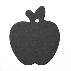 Black Paper Gift Tags, Hange Tags, For Arts and Crafts, Apple, Black, 63.5x53x0.3mm, Hole: 4mm