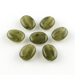 Olive Terne Perles acryliques ovale imitation de pierres précieuses, vert olive, 19x15x7mm, trou: 2 mm, environ 330 pcs / 500 g