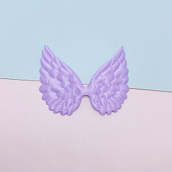 Lilac Angel Wing Shape Sew on Double-sided Satin Ornament Accessories, DIY Sewing Craft Decoration, Lilac, 58x45mm