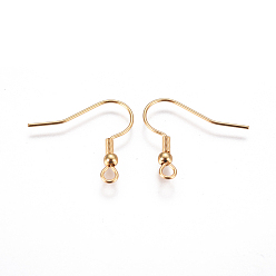 Golden 304 Stainless Steel Earring Hooks, with Horizontal Loop, Golden, 20x20x3mm, Hole: 2mm, 22 Gauge, Pin: 0.6mm