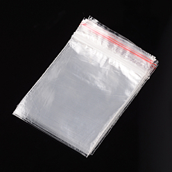 Clair Sacs en plastique à fermeture éclair, sacs d'emballage refermables, joint haut, sac auto-scellant, rectangle, clair, 9x6 cm, épaisseur unilatérale : 1.2 mil(0.03mm)