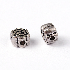 Antique Silver Tibetan Style Alloy Beads, Flower, Antique Silver, Lead Free & Cadmium Free, 4.5x3mm, Hole: 1mm