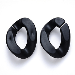 Negro Anillos de unión acrílicos pintados con spray opaco, conectores de enlace rápido, para hacer cadenas de bordillos,  torcedura, negro, 23x17x4.5 mm, diámetro interior: 13.5x7 mm