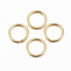 Chapado en Oro Real 18K 304 argollas de acero inoxidable, anillos del salto abiertos, real 18 k chapado en oro, 24 calibre, 4x0.5 mm, diámetro interior: 3 mm