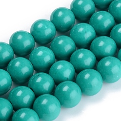 Turquoise Moyen Brins de perles de jade mashan naturel teint, turquoise d'imitation, ronde, ronde, turquoise moyen, 4mm, Trou: 1mm, Environ 100 pcs/chapelet, 16 pouce (40.64 cm)