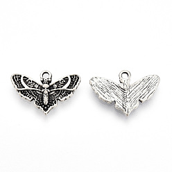 Antique Silver Tibetan Style Alloy Pendants, Cadmium Free & Lead Free, Butterfly Charms, Antique Silver, 13.5x20x2mm, Hole: 1.8mm