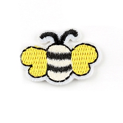 Yellow Bees Appliques, Computerized Embroidery Cloth Iron on Patches, Costume Accessories, Yellow, 32x35mm