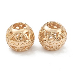 Real 14K Gold Plated Alloy Filigree Beads, Long-Lasting Plated, Round, Real 14K Gold Plated, 10.5x9mm, Hole: 5mm