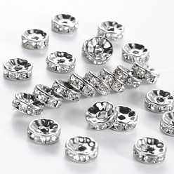 Stainless Steel Color Disc 316 Surgical Stainless Steel Spacer Beads, with Rhinestone, Stainless Steel Color, 10x4mm, Hole: 2mm