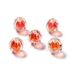 Rouge Perles acryliques irisées arc-en-ciel à placage uv bicolore, citrouille, rouge, 15.5x14.5~15mm, Trou: 2.7~2.8mm