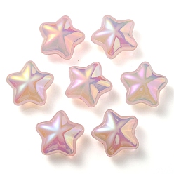 Pink Placage uv arc-en-ciel irisé imitation gelée perles acryliques, étoiles, rose, 19x20x9mm, Trou: 2mm