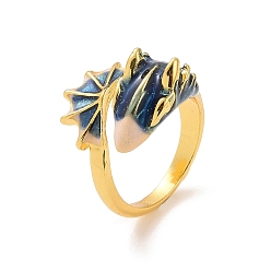 Royal Blue Enamel Dragon Open Cuff Ring, Gold Plated Alloy Gothic Ring for Women, Royal Blue, US Size 8 1/2(18.5mm)