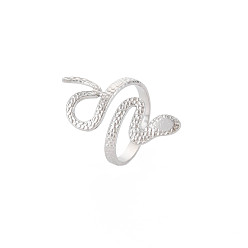 Color de Acero Inoxidable 304 anillo de puño abierto de serpiente de acero inoxidable para mujer, color acero inoxidable, tamaño de EE. UU. 6 3/4 (17.1 mm)
