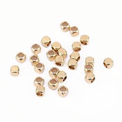 Raw(Unplated) Brass Spacer Beads, Nickel Free, Cube, Raw(Unplated), 3x3mm, Hole: 2mm