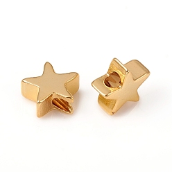 Golden Brass Beads, Star, Long-Lasting Plated, Golden, 8x8x3.5mm, Hole: 1.5mm