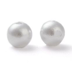 Blanco Bolas de imitación de plástico perla bola ABS, rondo, blanco, 8 mm, agujero: 2 mm, sobre 1900 unidades / libra