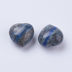 Lapislázuli Piedras de amor de corazón de lapislázuli natural, piedras de palma de bolsillo para el equilibrio de reiki, 15~15.5x15x10 mm