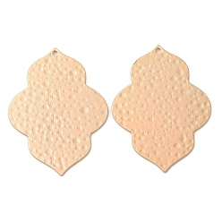 Real 18K Gold Plated Brass Pendants, Flower Charm, Textured, Real 18K Gold Plated, 39x28x1mm, Hole: 1.4mm