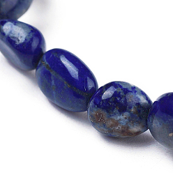 Lapis Lazuli Lapis naturelles bracelets élastiques en perles lazuli, pierre tombée, nuggets, diamètre intérieur: 2~2-1/4 pouce (5.2~5.6 cm)