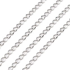 Stainless Steel Color 304 Stainless Steel Curb Chains, with Spool, for Necklace Making, Soldered, Stainless Steel Color, 4x2.7x0.5mm, about 164.04 Feet(50m)/roll