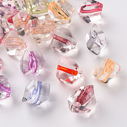 Couleur Mélangete Perles acryliques transparentes, nuggets, couleur mixte, 12x11x11mm, Trou: 2mm, environ633 pcs / 500 g