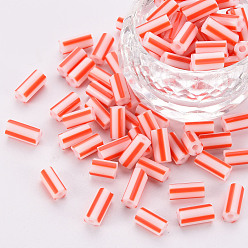 Red Glass Bugle Beads, Opaque Colours Seep, Round Hole, Red, 8~10x4mm, Hole: 1.8mm, about 1800pcs/pound