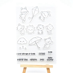 Clear Animals & Kite Clear Silicone Stamps, for DIY Scrapbooking, Photo Album Decorative, Cards Making, Clear, 160x110mm
