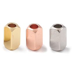 Mixed Color Rack Plating Brass Beads, Cadmium Free & Lead Free, Long-Lasting Plated, Cuboid, Mixed Color, 6x3x3mm, Hole: 2mm