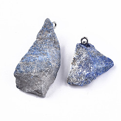 Lapislázuli Naturales lapis lazuli colgantes, piedra en bruto en bruto, con 304 bucles de acero inoxidable, pepitas, 25~45x20~31x10~20 mm, agujero: 2 mm
