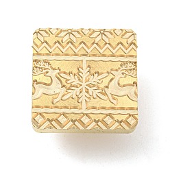 Ciervo Cabeza de sello de latón con sello de cera con tema navideño, para sello de cera, dorado, ciervo, 25x25x14.5 mm, diámetro interior: 7 mm