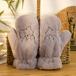 Медведь Бархатные варежечные перчатки, милые женские зимние теплые перчатки, ветрозащитные перчатки, рисунок медведя/собаки, Медведь Pattern, 24.7 см