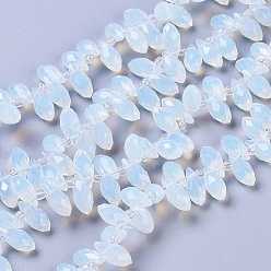 Clear Glass Beads Strands, Top Drilled Beads, Imitation Jade Glass, Faceted, Teardrop, Clear, 12x5.5~6mm, Hole: 0.8mm, about 99pcs/strand, 16.93 inch(43cm)