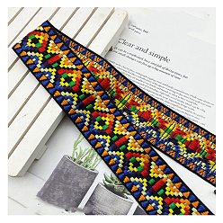 Coloré Rubans en polyester losange de broderie de style ethnique, ruban jacquard, accessoires du vêtement, plat, colorées, 1-3/4 pouces (45 mm)