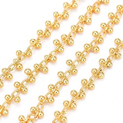 Real 18K Gold Plated Handmade Brass Beaded Chains, with Spool, Soldered, Long-Lasting Plated, Real 18K Gold Plated, 1.5~3mm, about 32.8 Feet(10m)/roll