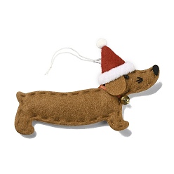 Coffee Dachshund Non-woven Fabric Pendant Decorations, for Christmas Tree Hanging Ornaments, Coffee, 175~185mm