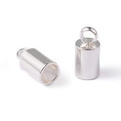 Silver 304 Stainless Steel Cord End, End Caps, Column, Silver, 11x7mm, Hole: 3mm, Inner Diameter: 6mm