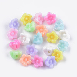Mixed Color Opaque Acrylic Beads, Flower, Mixed Color, 10x10.5x7mm, Hole: 1.5mm, about 1850~1930pcs/500g
