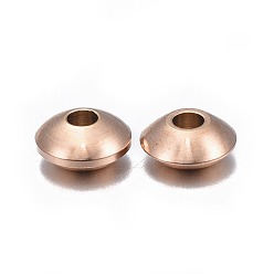 Oro Rosa Revestimiento iónico (ip) 202 perlas de acero inoxidable, Rondana plana, oro rosa, 6x3 mm, agujero: 2 mm