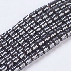 Black Synthetic Hematite Beads, with Magnetic, Column, Black, 3x3mm, Hole: 0.6mm, about 122pcs/strand
