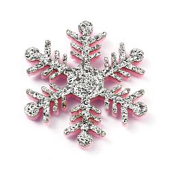 Silver Snowflake Felt Fabric Christmas Theme Decorate, with Glitter Gold Powder, for Kids DIY Hair Clips Make, Silver, 3.6x3.15x0.25cm