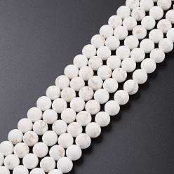 White Frosted Round Natural Magnesite Beads Strands, White, 4mm, Hole: 1mm, about 95pcs/strand, 15.5 inch